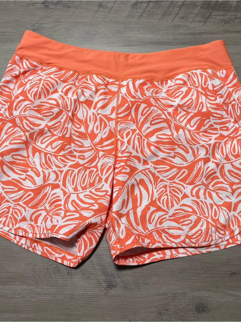 Lands' End Orange and White Printed Athletic Shorts size 12